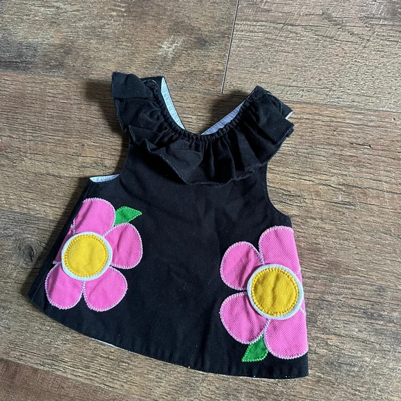 Baby Mud Pie Black Pink Floral Tank Top 0-6 Months - Picture 3 of 10